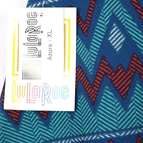LuLaRoe Azure A-Line Skirt Blue Teal Red Elastic Pull On‎ Waist XL - Picture 6 of 11